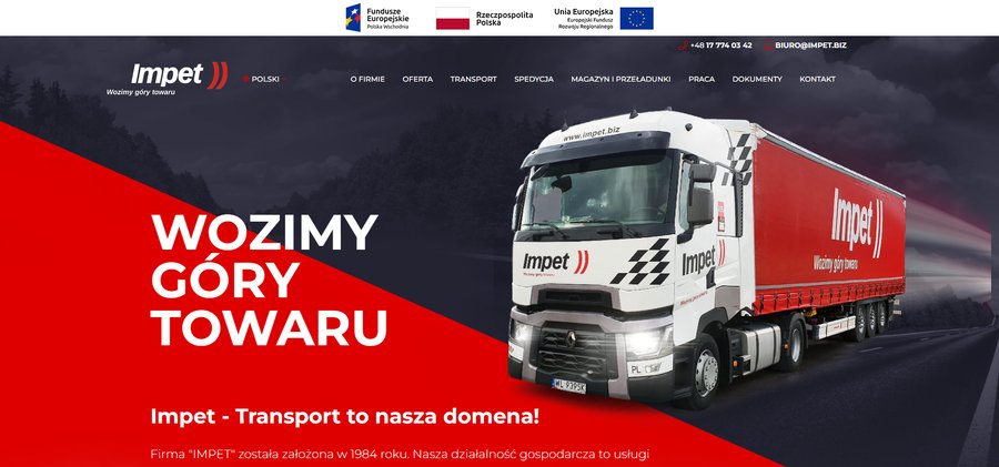 Impet — strona główna firmy transportowej